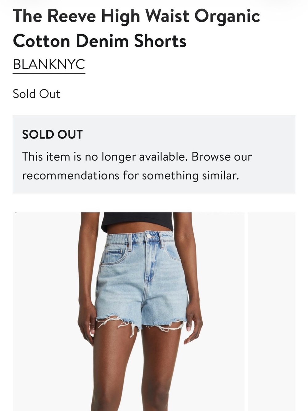 Blank NYC Washed Blue Distressed High-Rise Denim Shorts (size 25) NWT